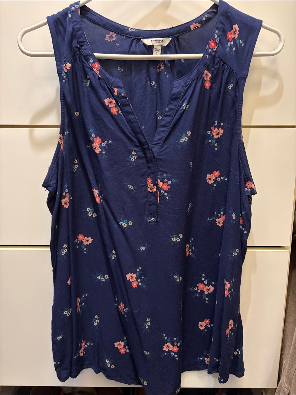 Sonoma Navy Floral V-Neck Sleeveless Camisole